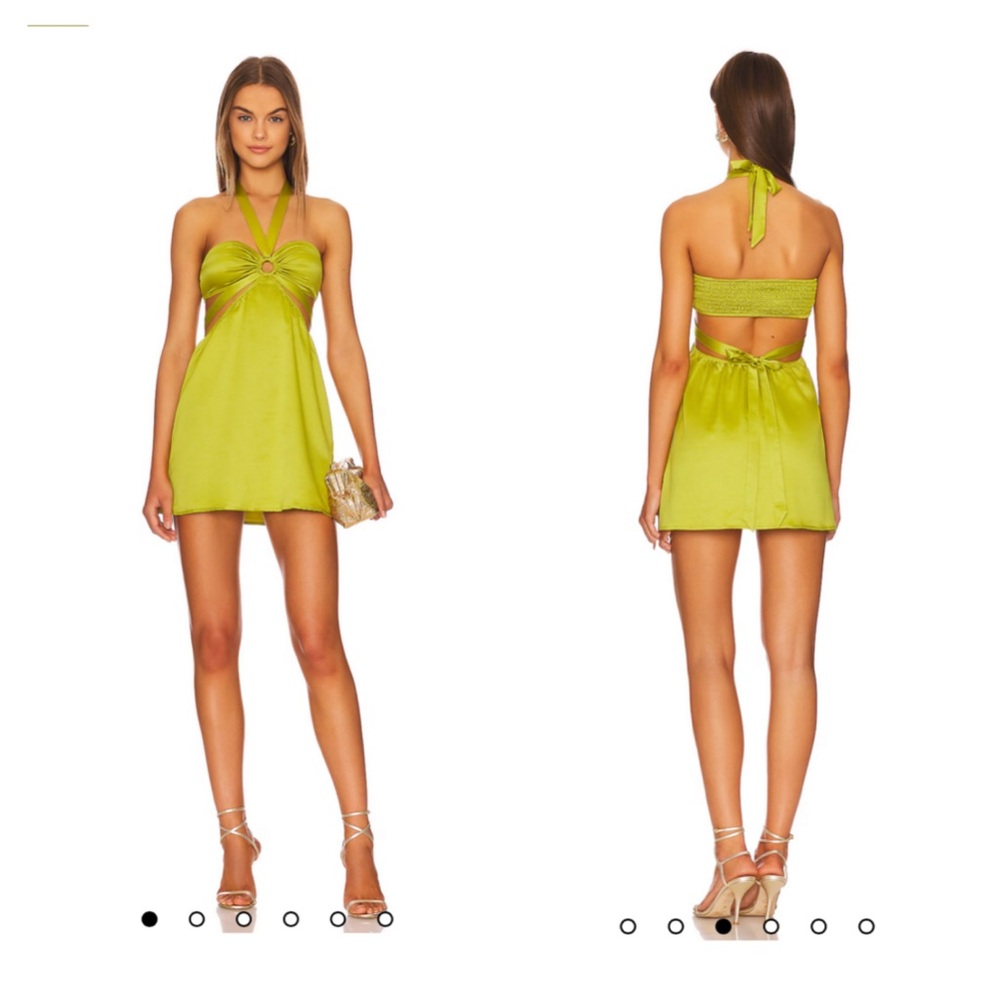 MORE TO COME Kristen Halter Mini Dress in Chartreuse